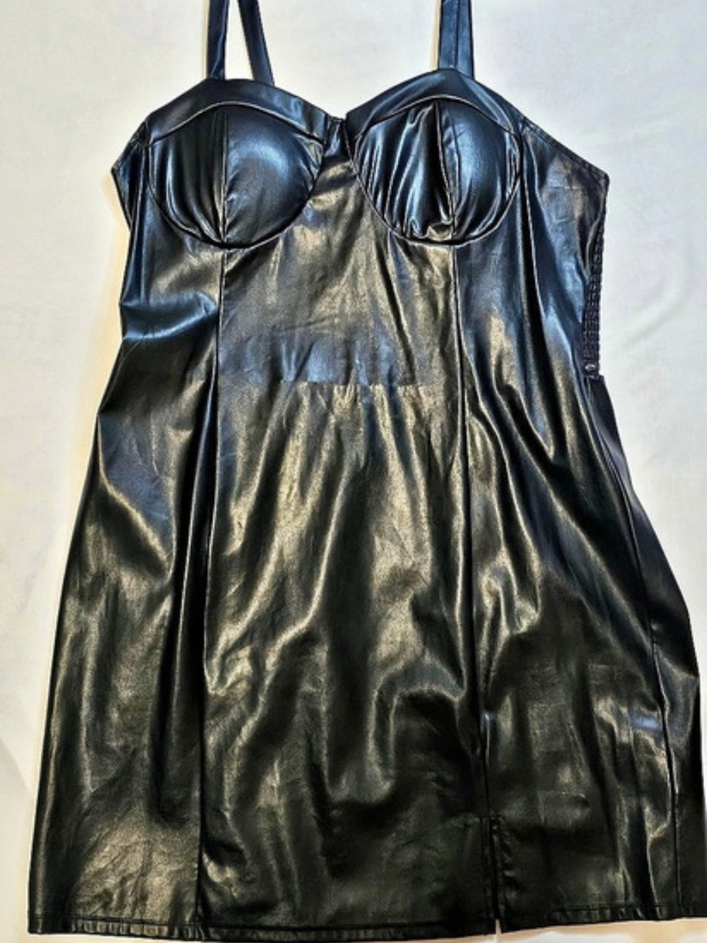 Madden NYC Faux Leather Mini Dress Black XL